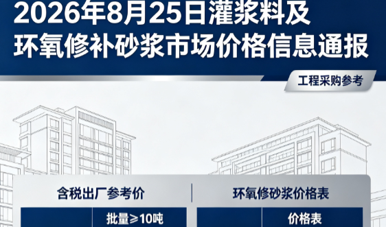 长丰2026年8月25日灌浆料及环氧修补砂浆市场价格信息通报